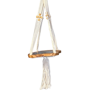 Handmade Cream Macramé Hanging Plant  Shelf
